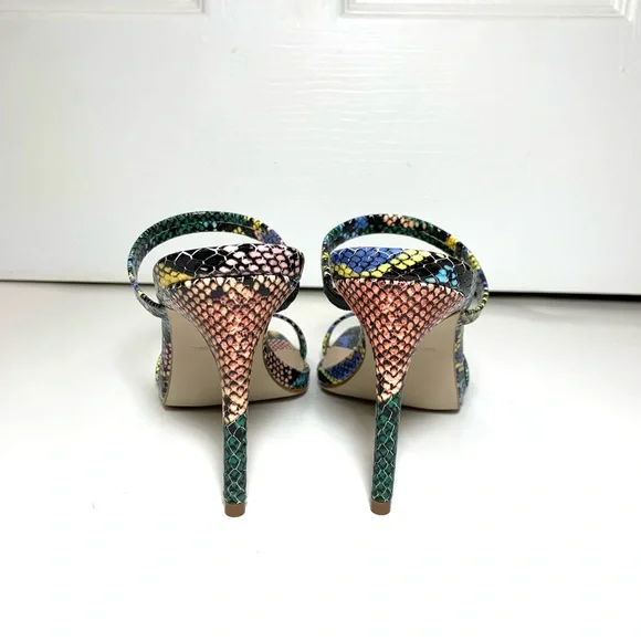 Steve Madden Multicolor Snake Print Stiletto Slide-in Sandal Michele Square Toe - Picture 7 of 10